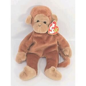 1995 Rare Ty Beanie Baby "Bongo" Retired Brown Monkey w/ Brown Tail BB7